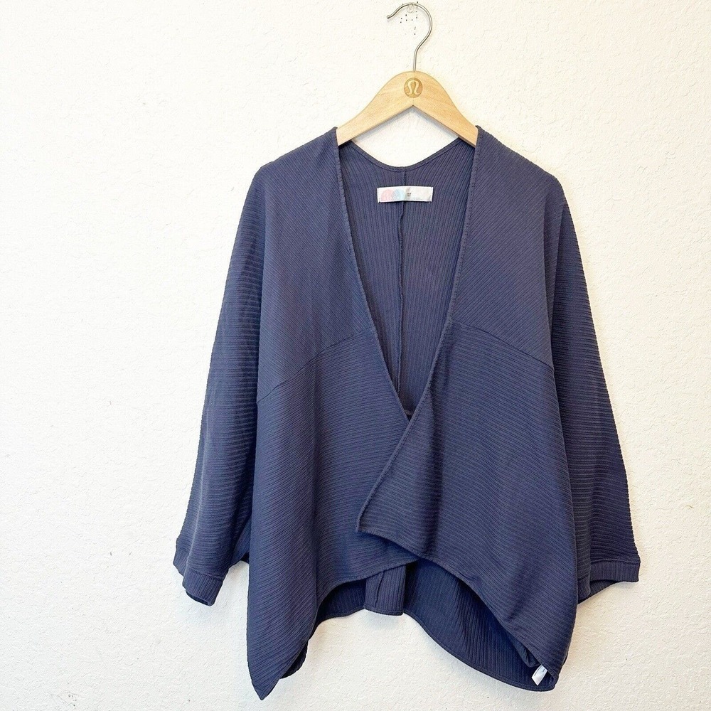 Free People Beach Womens Cocoon Poncho Cardigan Blue‎ Oversized Textured